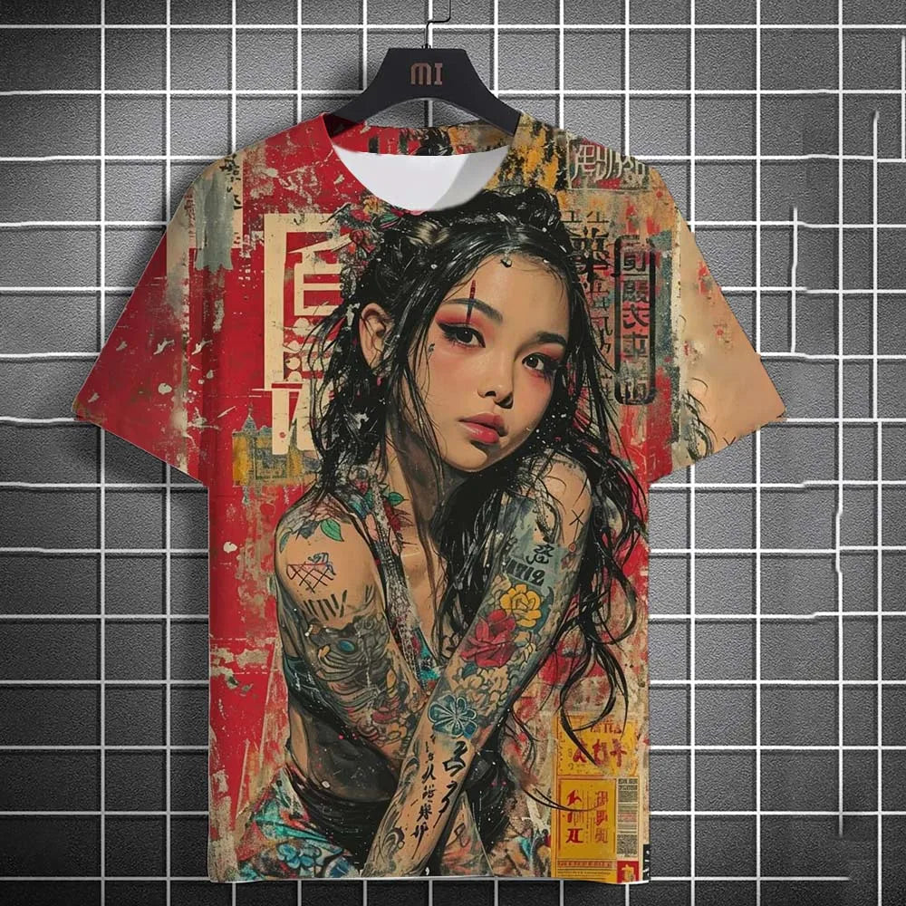 Cartoon Sexy Girl 3D Print Oversized T-Shirt