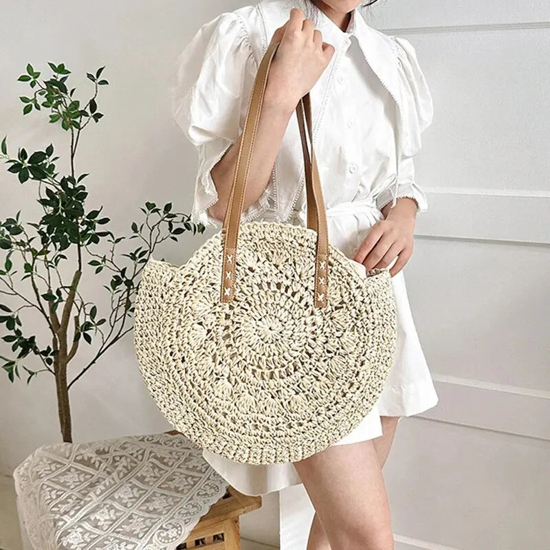 Women’s Straw Beach Tote – Hollow Out Summer Bag