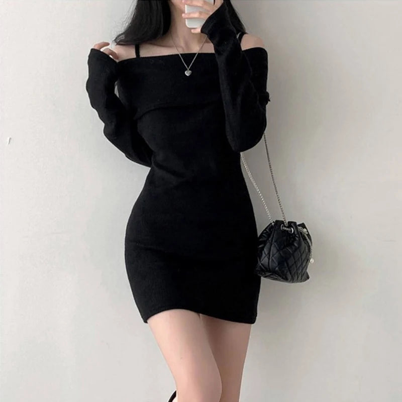 Y2K Women Knitted Mini Dress