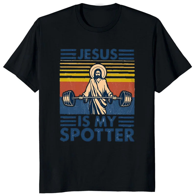 Retro Vintage Jesus Christ Gym T Shirts Men Pure Christian Faith Tee Top Short Sleeved Funny Printed Graphic Tshirt Gift