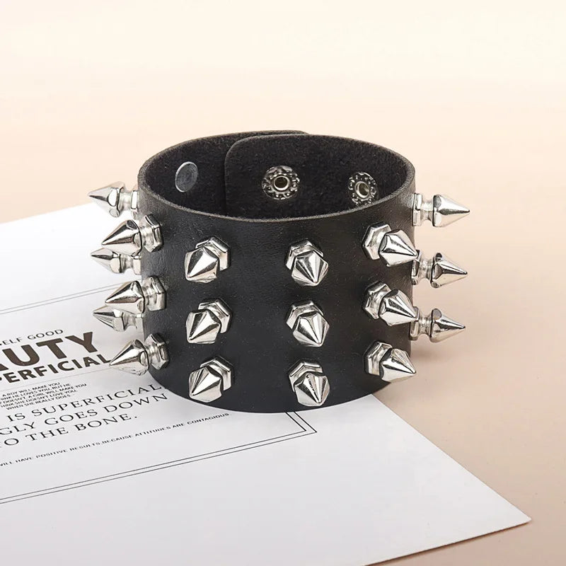Punk Leather Spike Bracelet