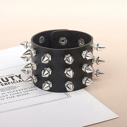 Punk Leather Spike Bracelet