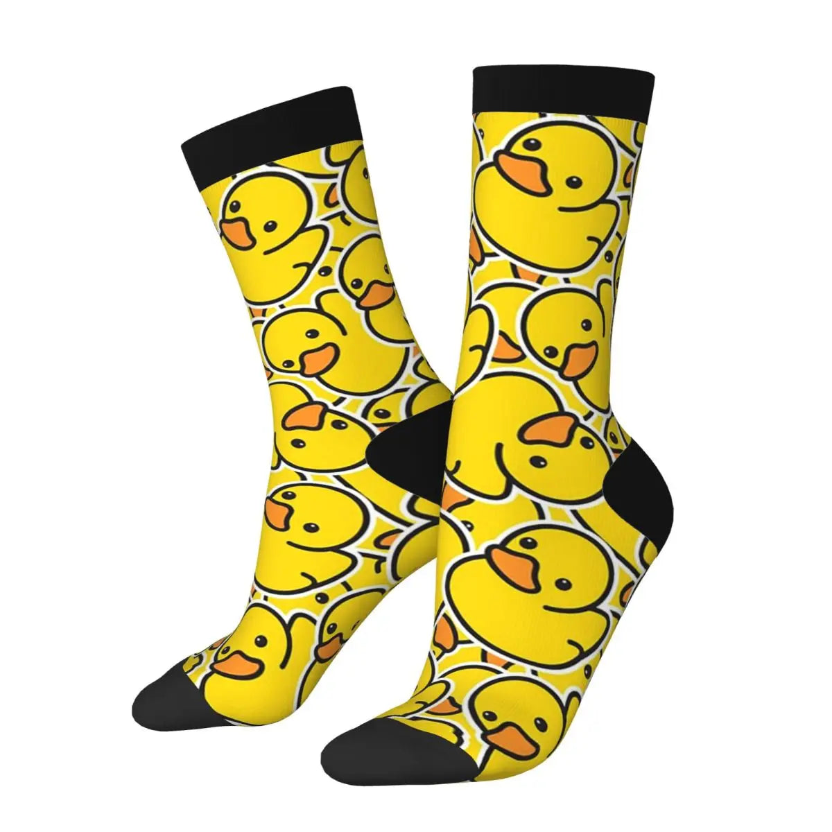 Yellow Bathtime Rubber Ducks Pattern Socks | Harajuku Style All-Season Crew Socks