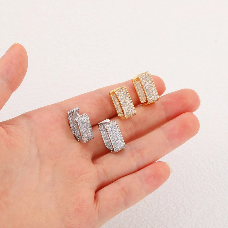Zircon Geometric Square Hoop Earrings for Women
