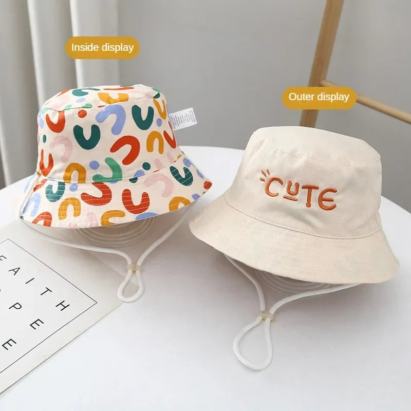 Double-Sided Baby Bucket Hat – Embroidered Summer Sun Cap