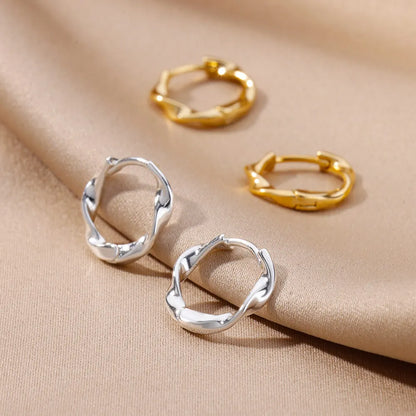 Elegant Round Stainless Steel Hoop Earrings