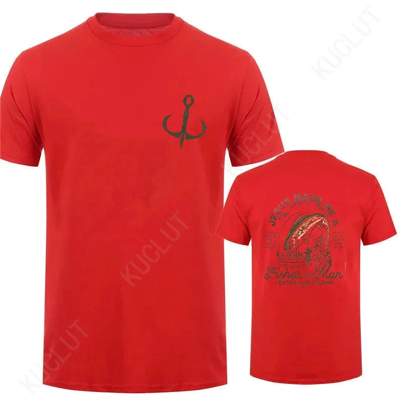 Christian Shirts for Men Christian T Shirts Fisher of Men TShirts Gift for Men Jesus Bible Verse Shirt Dad Birthday Gift Tops