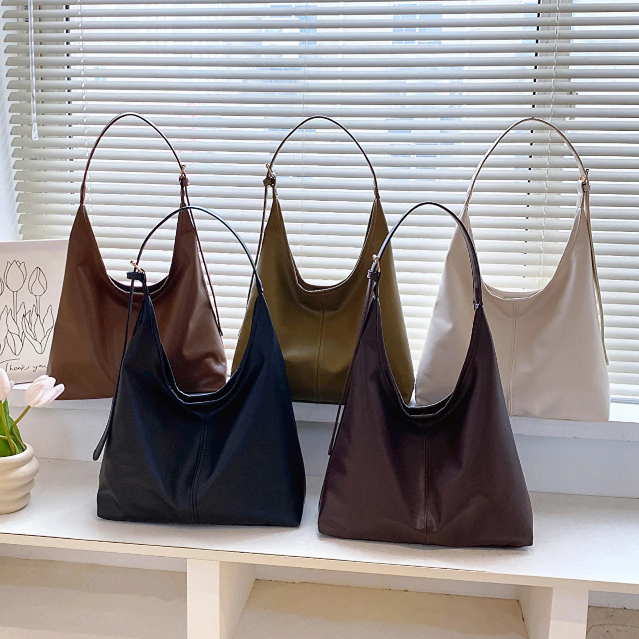 Retro PU Leather Large Tote Bag