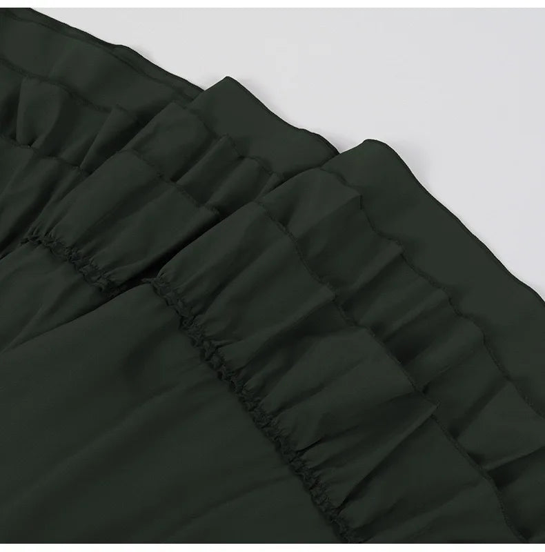 Brown Ruffled High-Waisted Victorian Skirt | Steampunk Gothic Vintage Party Wear