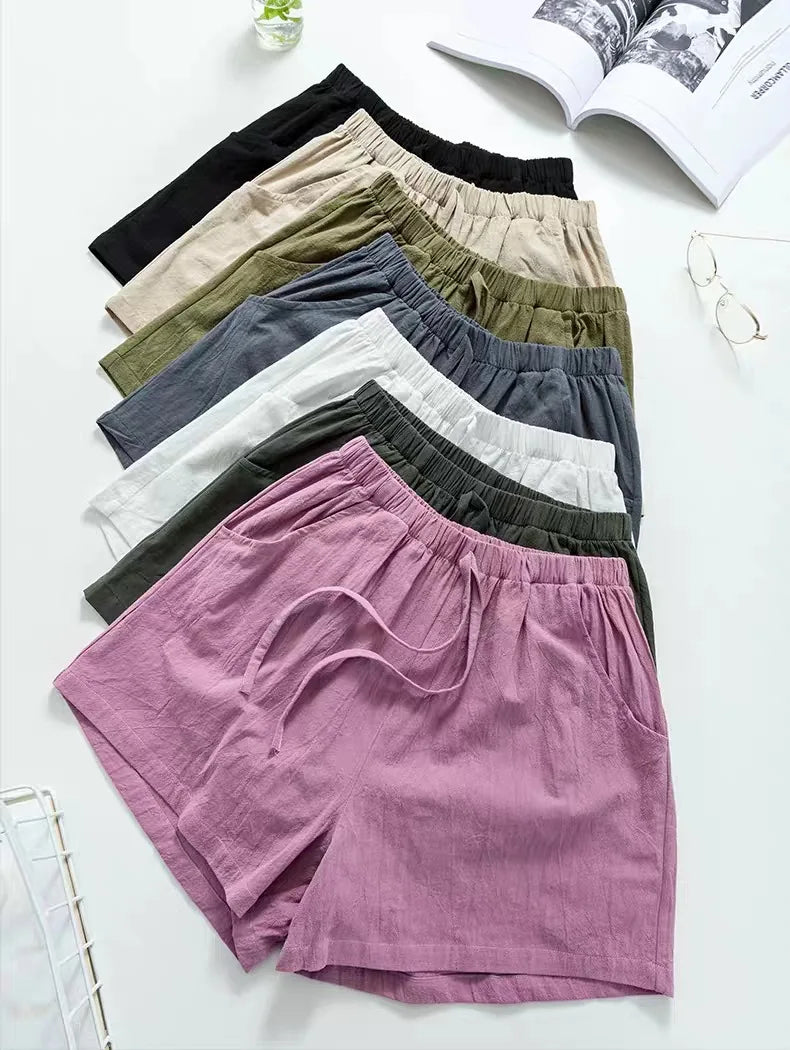 Women’s Summer Cotton Linen High-Waist Shorts | Casual Sports &amp; Fashion Shorts