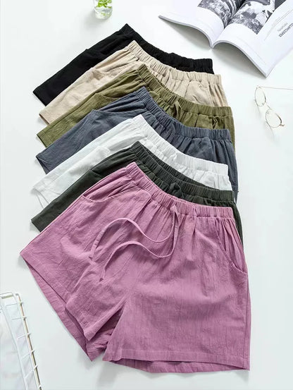 Women’s Summer Cotton Linen High-Waist Shorts | Casual Sports &amp; Fashion Shorts