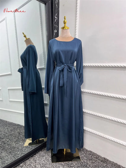 Fashion Satin Silky Djellaba Muslim Dress