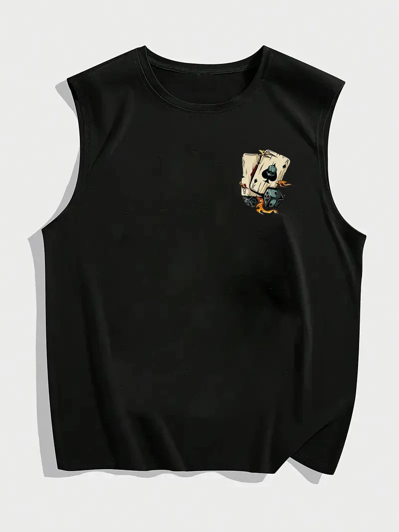 Men’s Dice &amp; Poker Print Sleeveless Tank Top