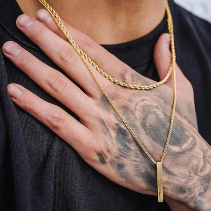 Vnox 3D Vertical Bar Necklace for Men