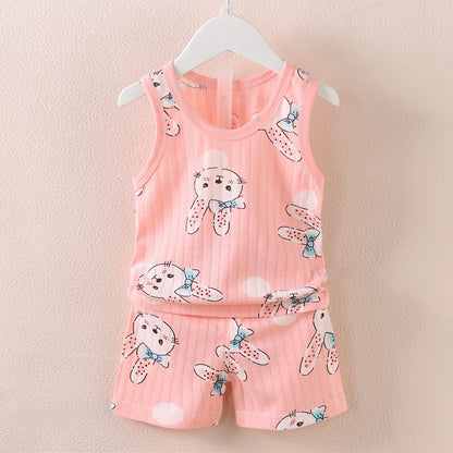 Kids Summer Vest &amp; Shorts Set – Cartoon Sleeveless Outfit