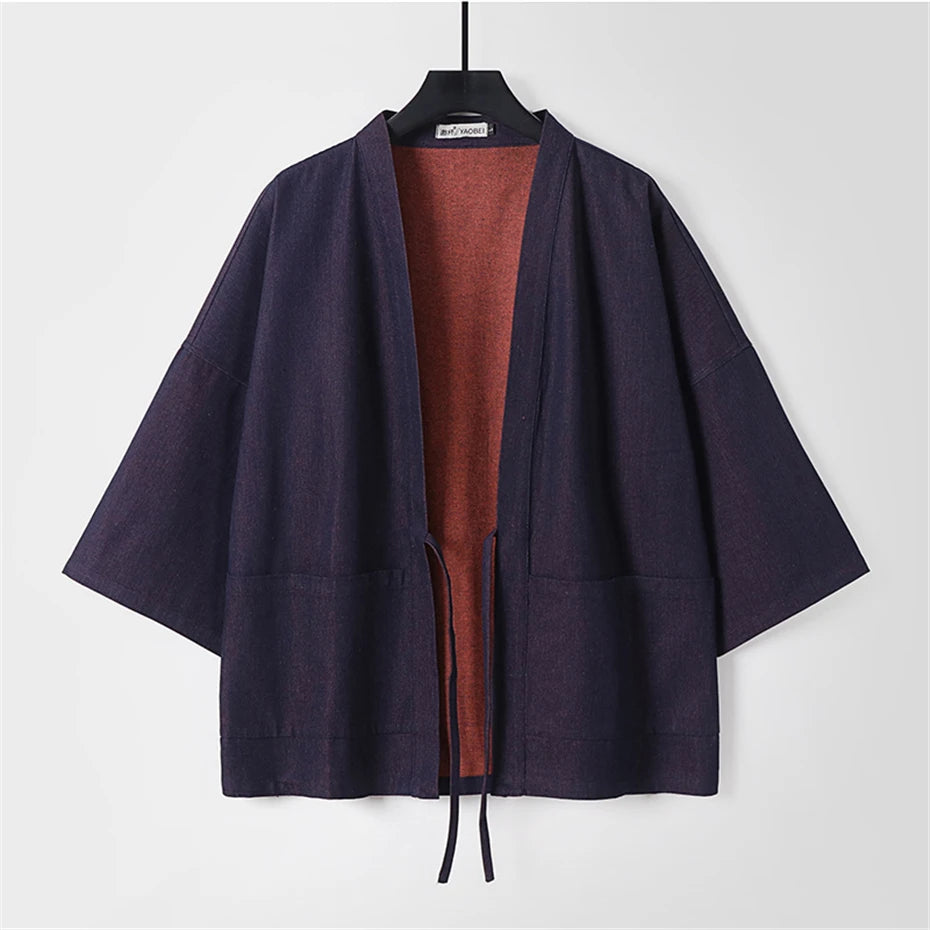 Denim Shirts Men 9XL Plus Size Kimono Shirts Summer Cardigan Jacket Fashion Casual Solid Color Shirts Big Size 9XL