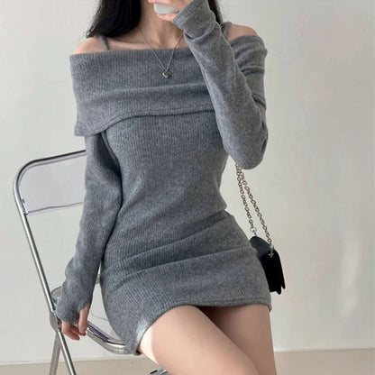 Y2K Women Knitted Mini Dress