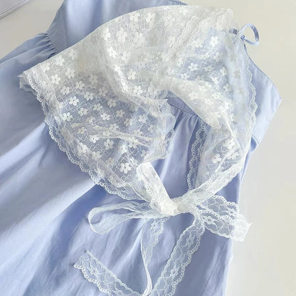 White Woven Floral Lace Hair Scarf