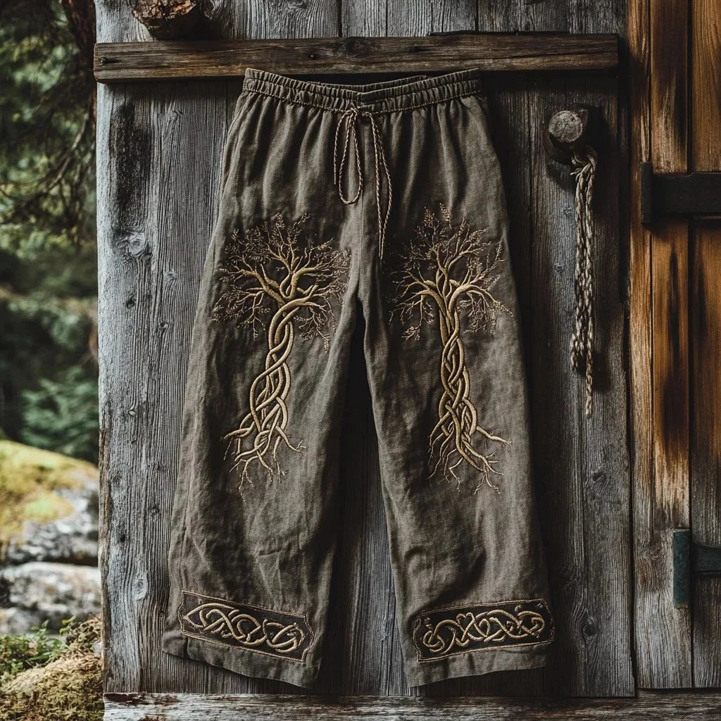 Men’s Retro Viking Celtic Skeleton 3D Printed Casual Drawstring Pants