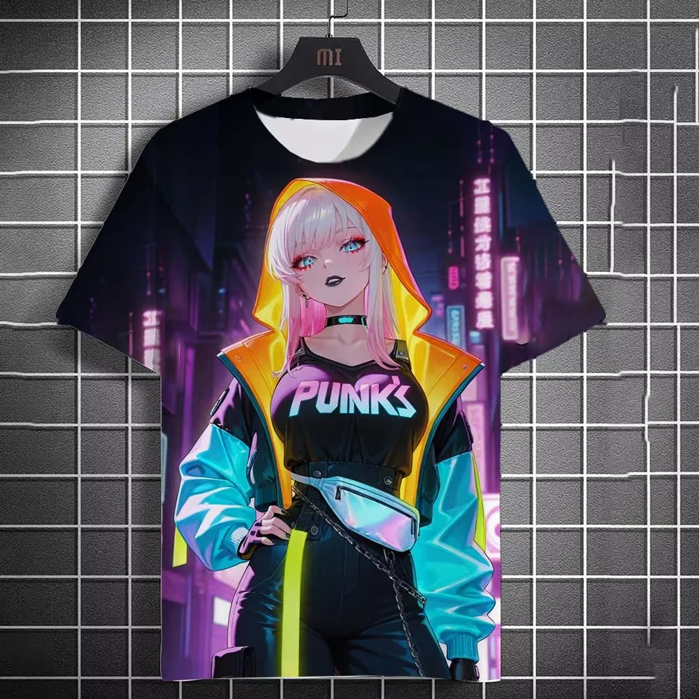 Cartoon Sexy Girl 3D Print Oversized T-Shirt