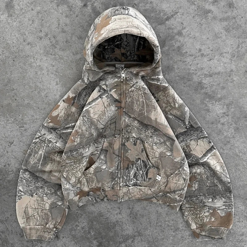 Retro Camouflage Hoodie for Women – Streetwear Style
