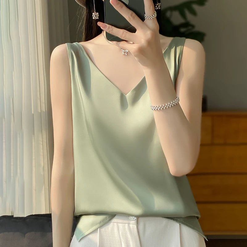 New Lce Silk Satin Camisole Women&