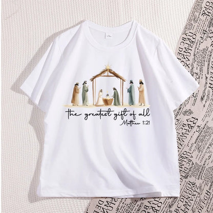 The Greatest Gift of All Nativity Christmas T-Shirt | Religious Jesus Graphic Tee