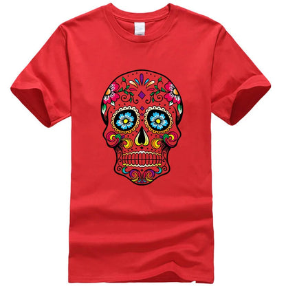 Men’s Skull Print Street Style T-Shirt | 100% Cotton, Loose Fit, Summer Casual Tee