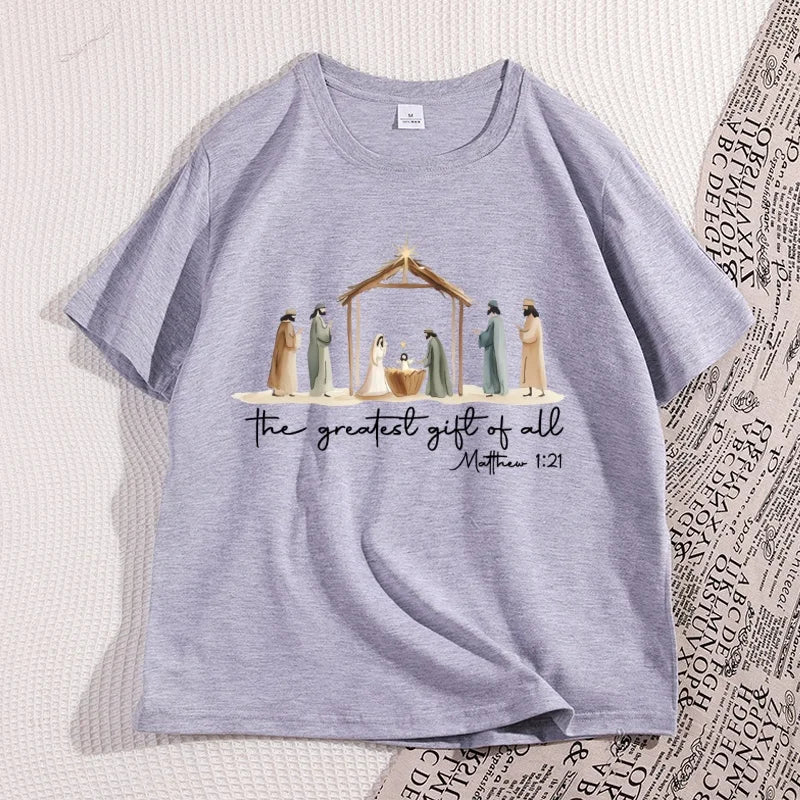 The Greatest Gift of All Nativity Christmas T-Shirt | Religious Jesus Graphic Tee