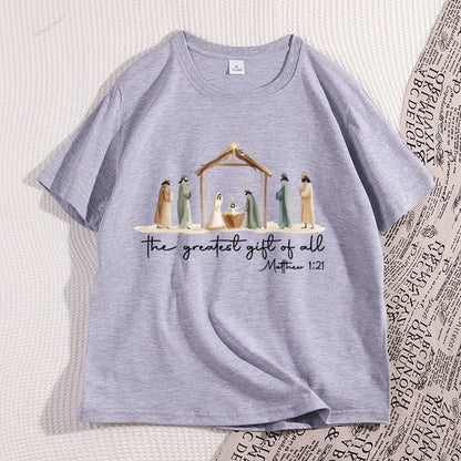 The Greatest Gift of All Nativity Christmas T-Shirt | Religious Jesus Graphic Tee