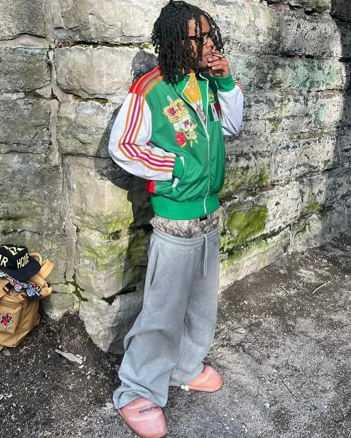 Double Waist Embroidered Sweatpants