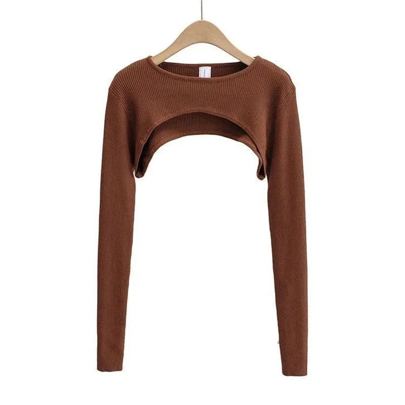 Sexy Elegant Super-Short Long Sleeve Crop Top