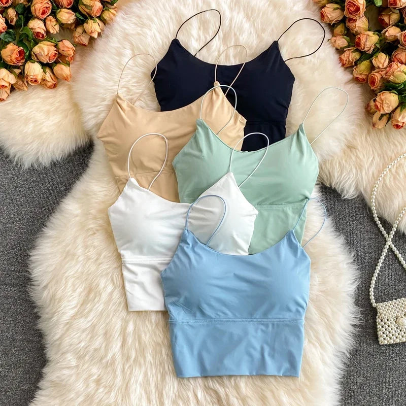 Sexy Solid Color Wireless Padded Bralette Vest