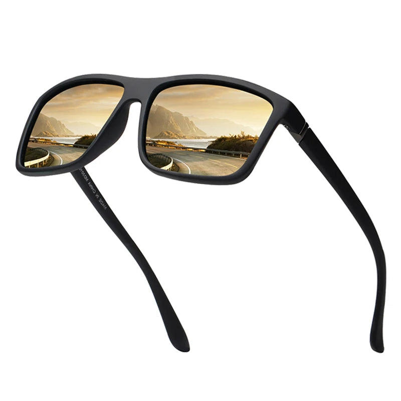 Classic Black Square Polarized Sunglasses for Men