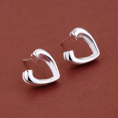 Sterling Silver Heart Stud Earrings for Women