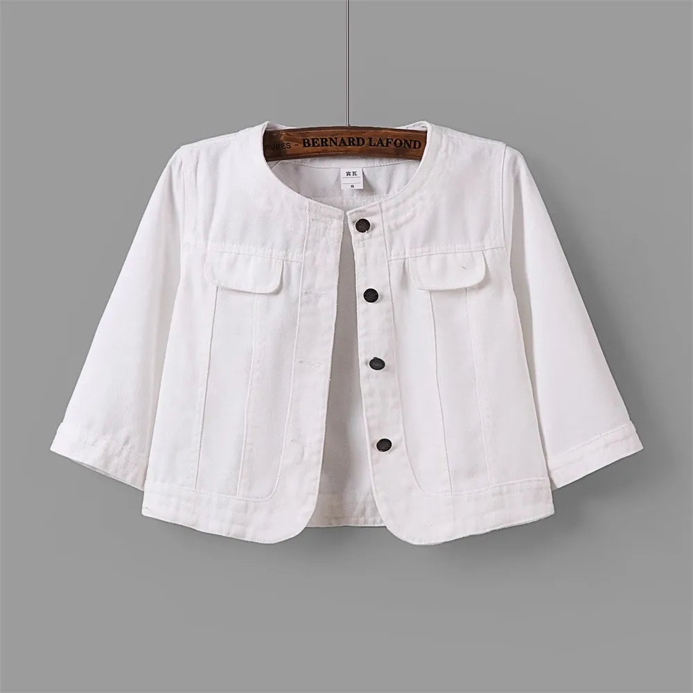 5XL New Quarter sleeved O neck Denim Jacket For women&