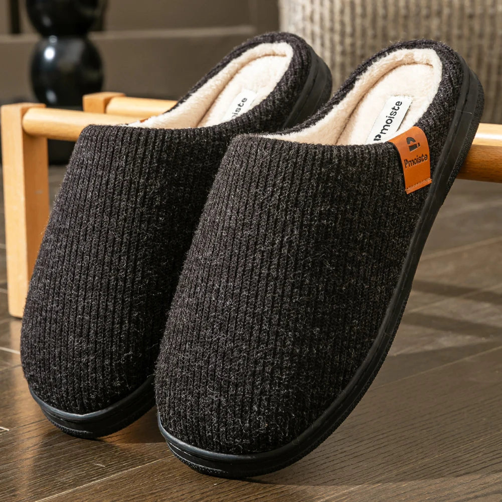 Men’s Memory Foam Cushion Slippers – Warm Indoor Platform Shoes