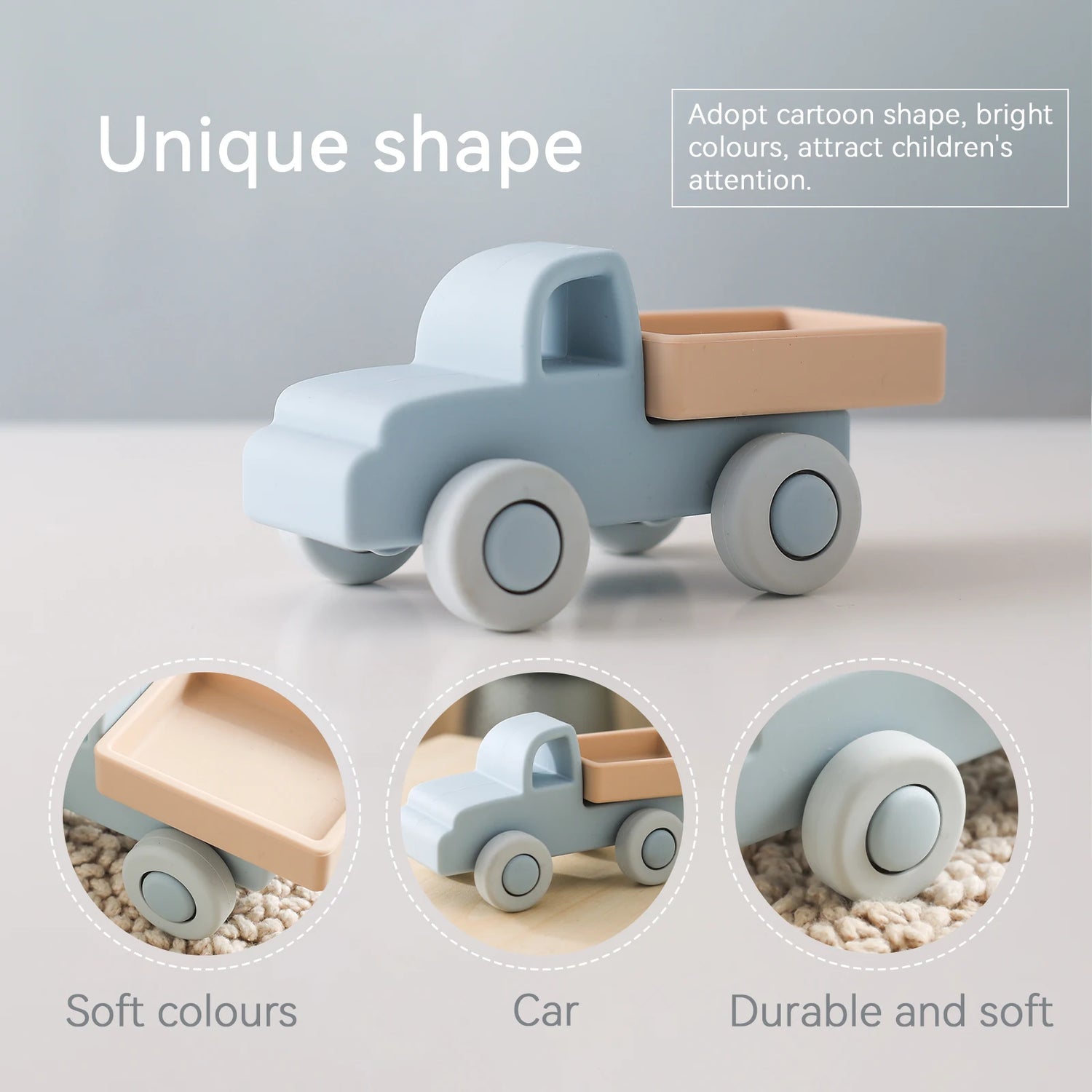 Silicone Car Teether Toy Educational Baby Teething Block