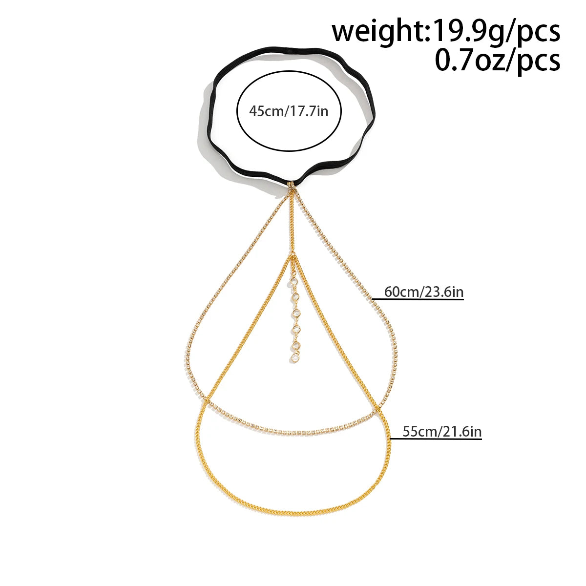 Shiny Crystal Multilayer Tassel Leg Chain