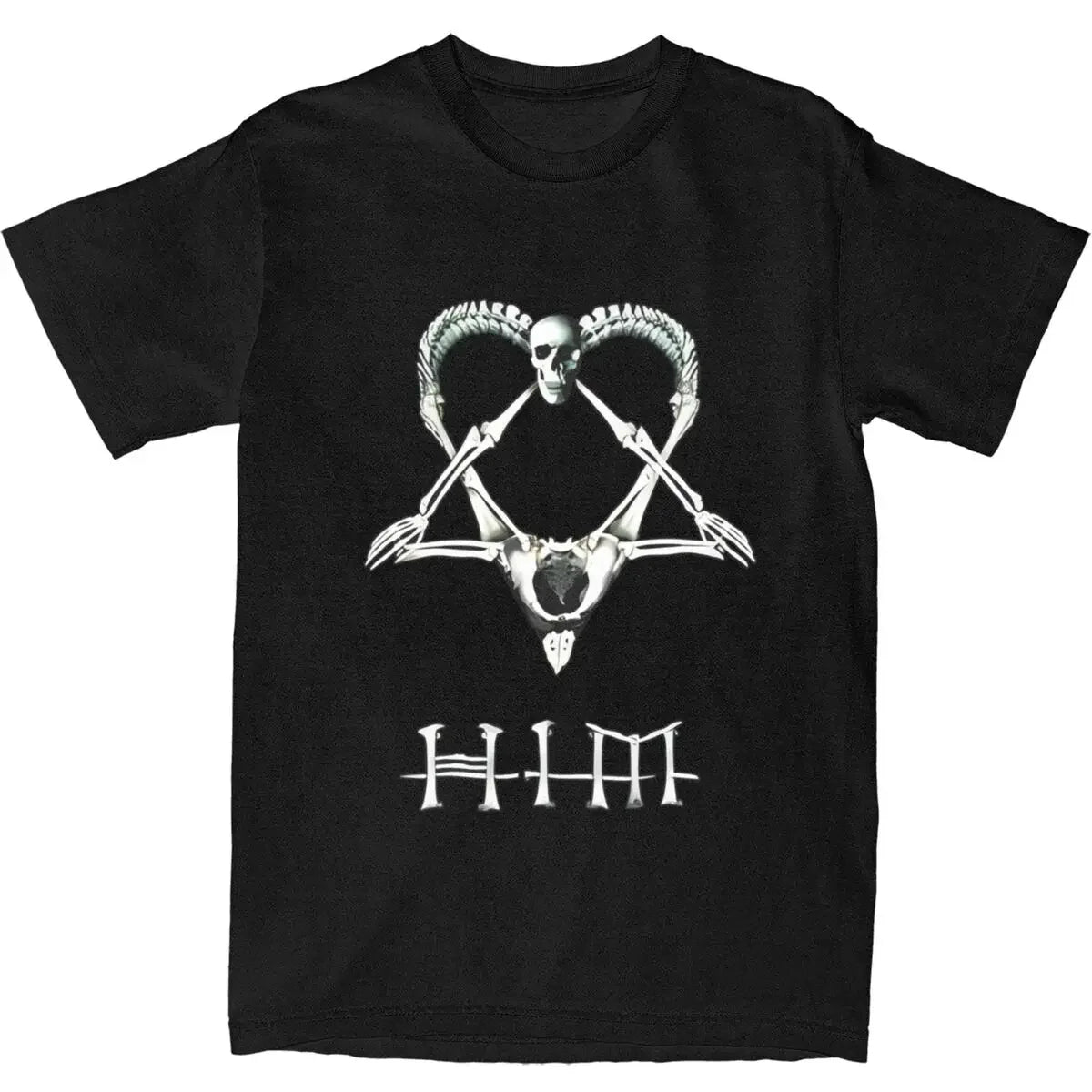 HIM Band Ville Valo Heart-Shaped Pattern T-Shirt | Summer Streetwear