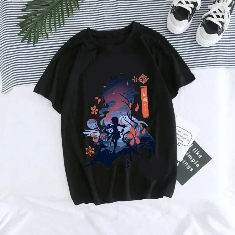 Genshin Impact Kawaii Graphic T-Shirt | Harajuku Anime Tee for Women