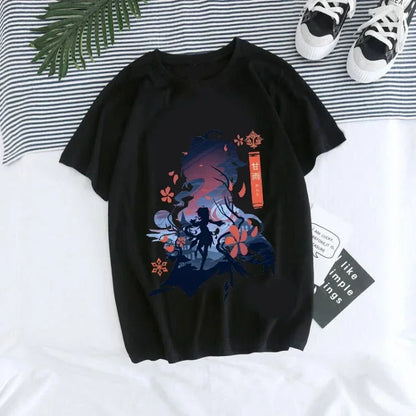 Genshin Impact Kawaii Graphic T-Shirt | Harajuku Anime Tee for Women