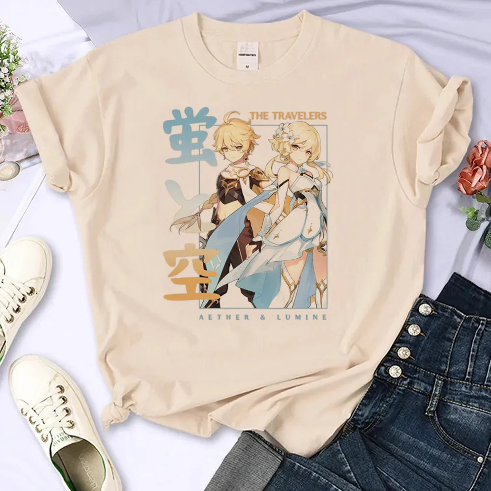 Women’s Genshin Impact Manga T-Shirt | Harajuku Summer Comic Tee